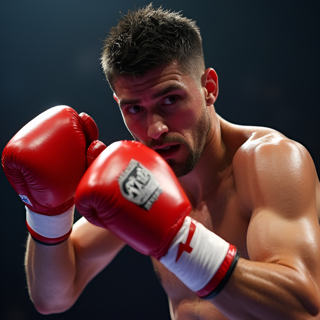A dynamic close-up shot of Ryan Garcia throwing his signature left hook during a fight