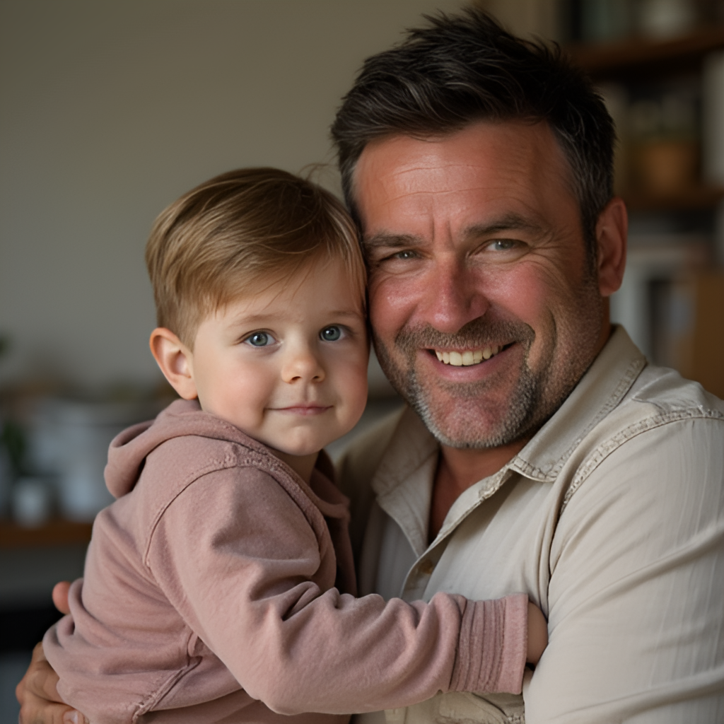 A warm, candid photo of Bradley Walsh with his son, Barney, perhaps from their Breaking Dad series, highlighting his personal life and the father-son bond.