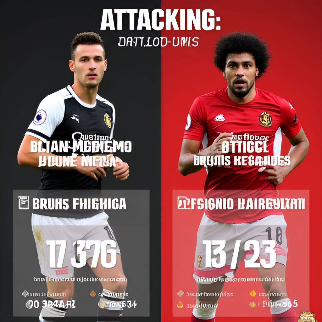 A side-by-side graphic showing the key attacking players for both teams, Bryan Mbeumo and Yoane Wissa for Brentford and Bruno Fernandes and Alejandro Garnacho for Manchester United, with their season stats highlighted.