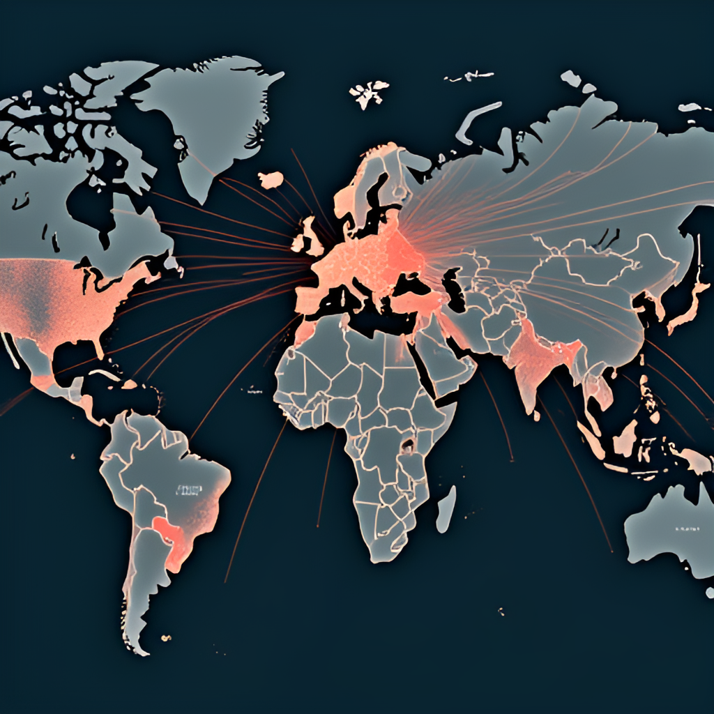 An illustrative image depicting a map with lines connecting London to various international cities, symbolizing the potential global expansion of the crime network in MobLand season 2.